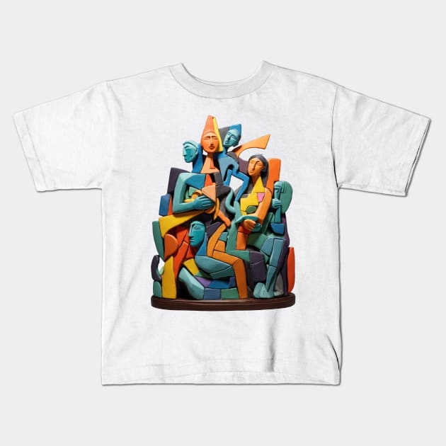 Abstract 3D Cubist Sculpture Kids T-Shirt by Tankuss 